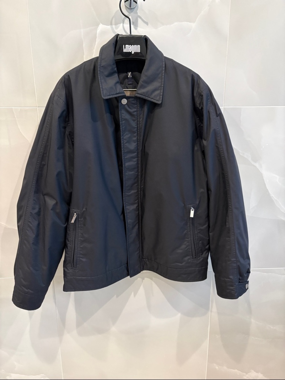 Zegna Men's Dark Navy Lightweight Zip-Up Jacket